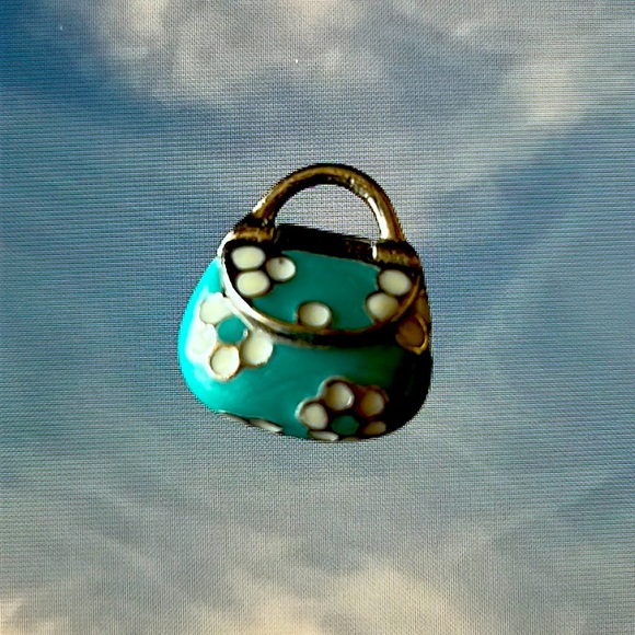 Purse Charm (opens!) enamel and silver - Picture 1 of 9